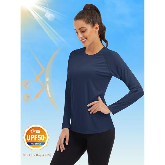 Women's UPF 50+ Long Sleeve Sun Protection Shirt Lightweight Moisture Wicking - Picture 3 of 5